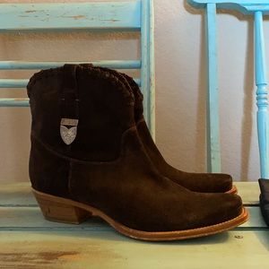 Ralph Lauren Purple Label Brown Suede Ankle Boots